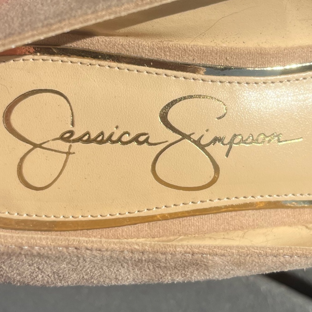Jessica Simpson; Cream; Open-Toe; 5in Platform Wedges; Removable Ankle Tie; 9.5 - Picture 2 of 11